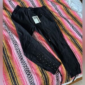 Pam&Gela suede high rise  jogger NEW WITH TAGS SMALL lace up